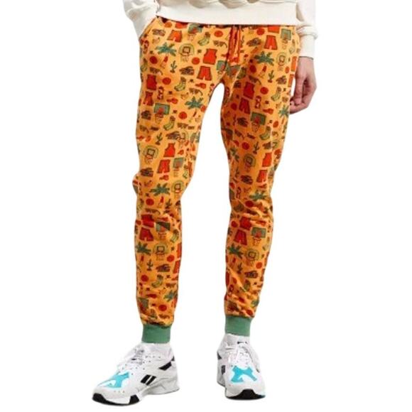 NWOT Mokuyobi Orange Patterned Sweatpant Unisex XS - Picture 1 of 9